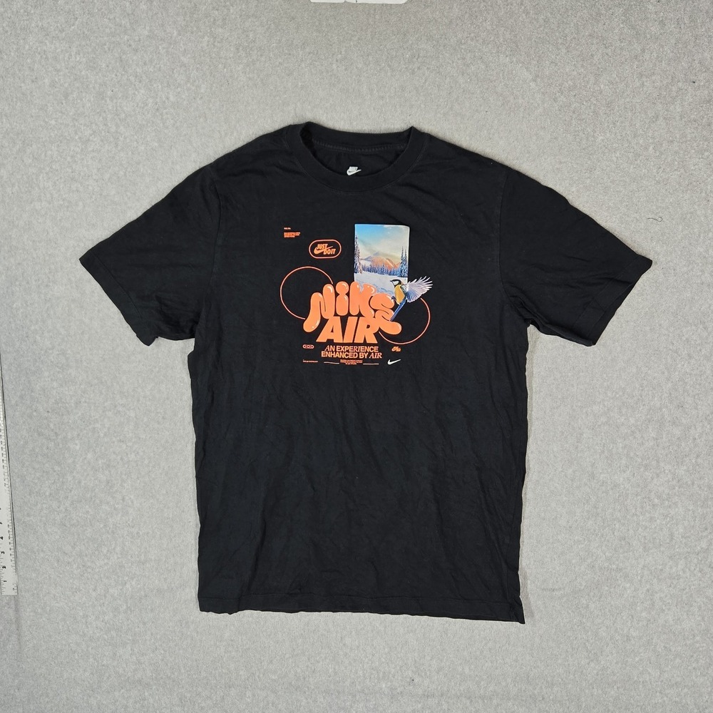 Nike Men Shirt L TALL Black Graphic Nike Air The Tee Logo Midway Sport